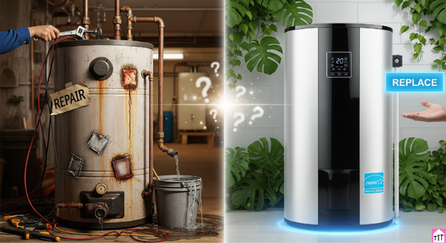 Repair or Replace: Old Rusty Hot Water Tank vs. New Modern Tank